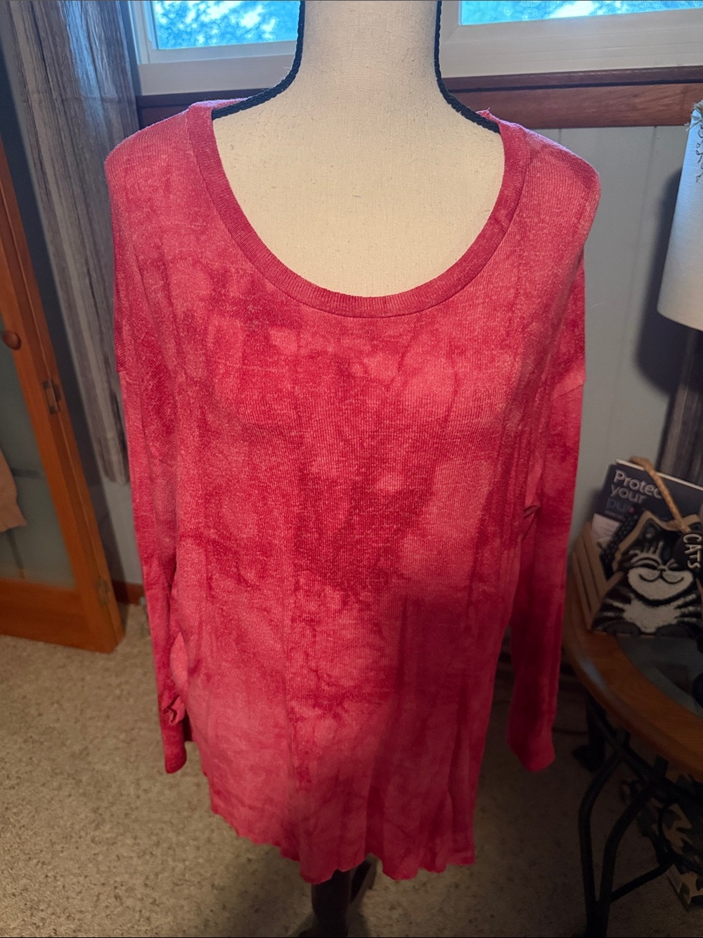 American Eagle Outfitters Pink Tie-Dye Long Sleeve Top
